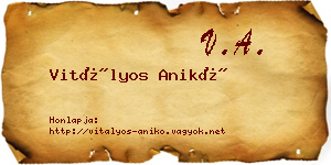 Vitályos Anikó névjegykártya