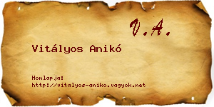 Vitályos Anikó névjegykártya